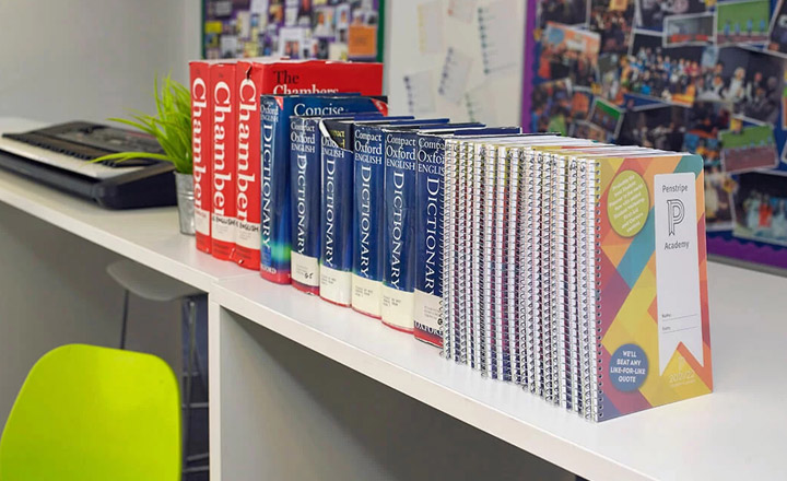 Student planners on shelf